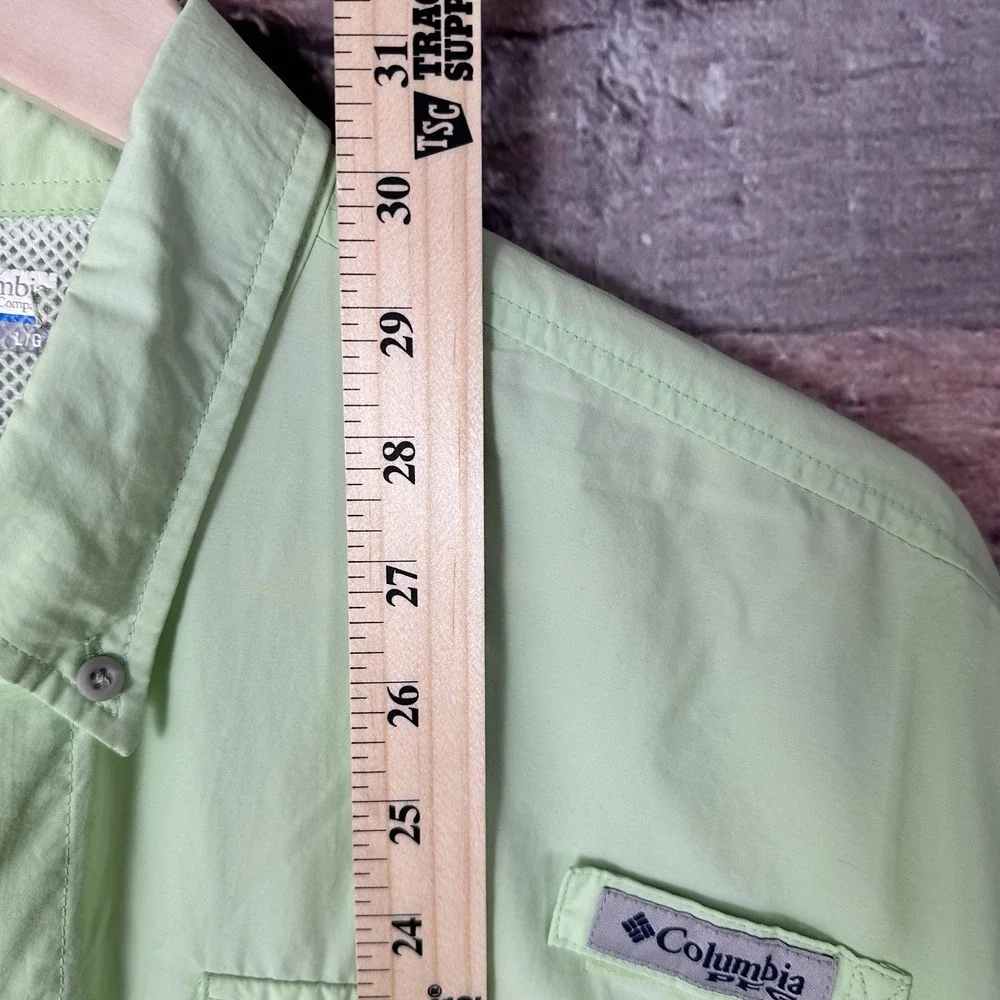 Columbia PFG Shirt Long Sleeve Lime Green Fishing Vented Mens Large Omni Shade - Picture 13 of 13